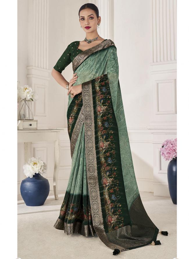 Viscose Silk Green Party Wear Weaving Saree